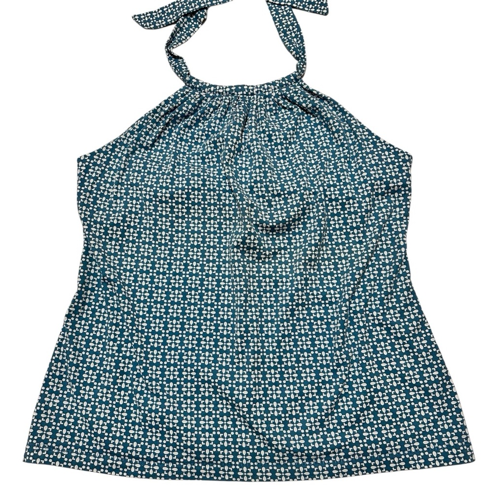 Banana Republic NWT Teal Halter Top With White Floral Design SZ PL